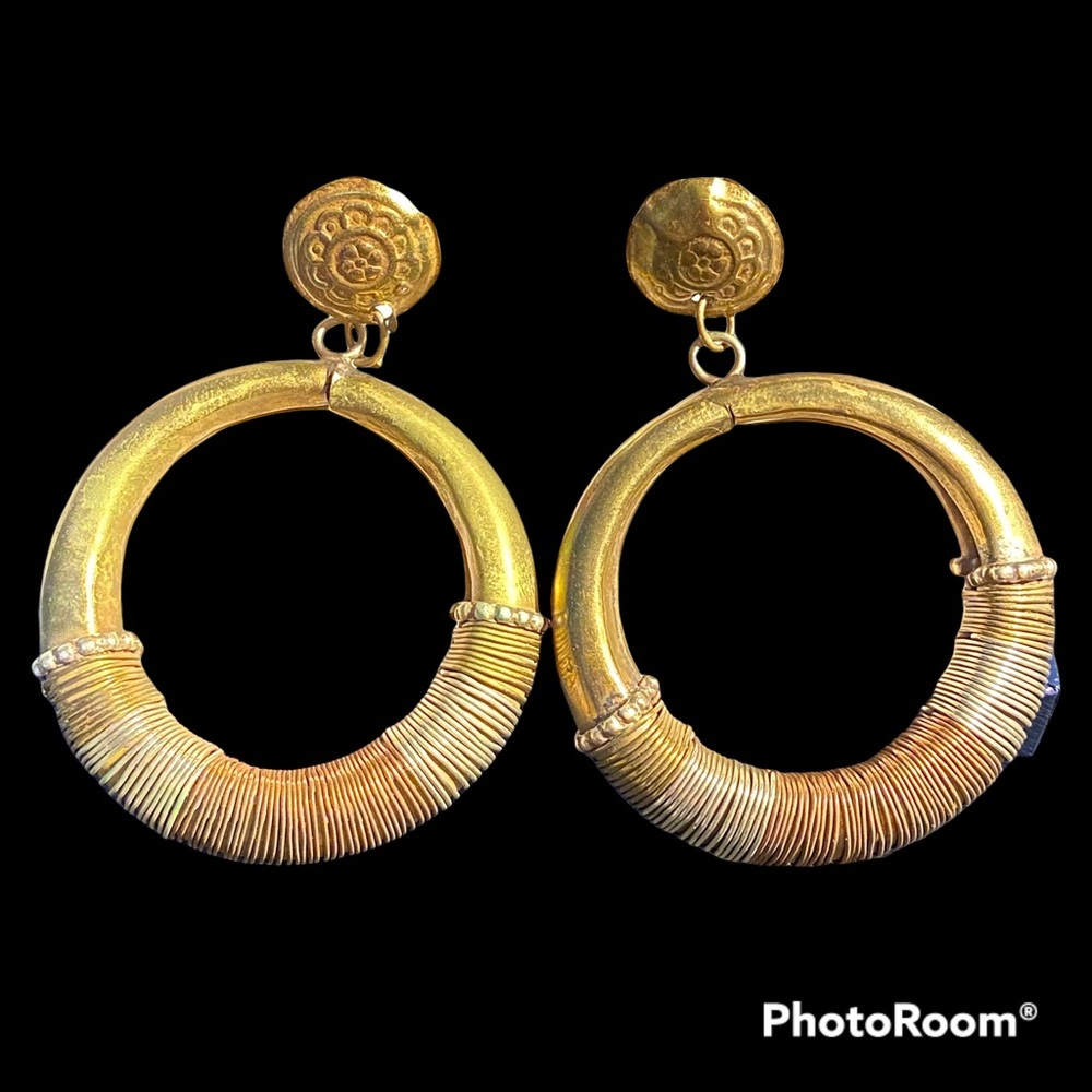Vintage/Antique Brass/Copper Wire Earrings
